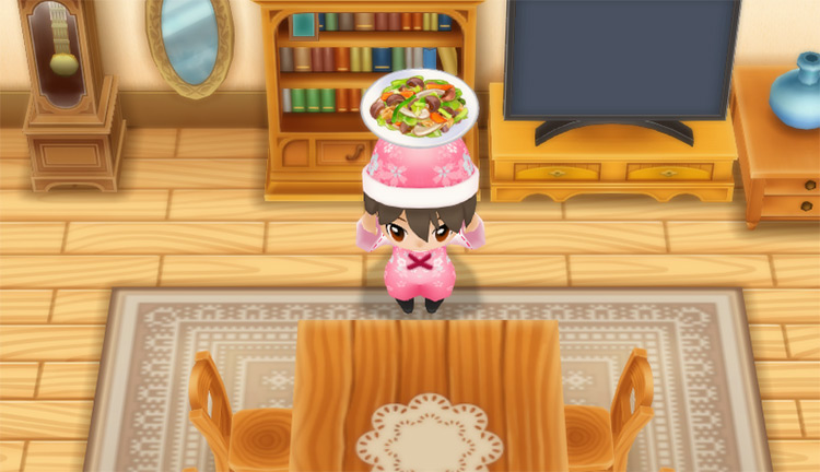 The farmer cooks Vegetable Stir Fry using Cabbages.