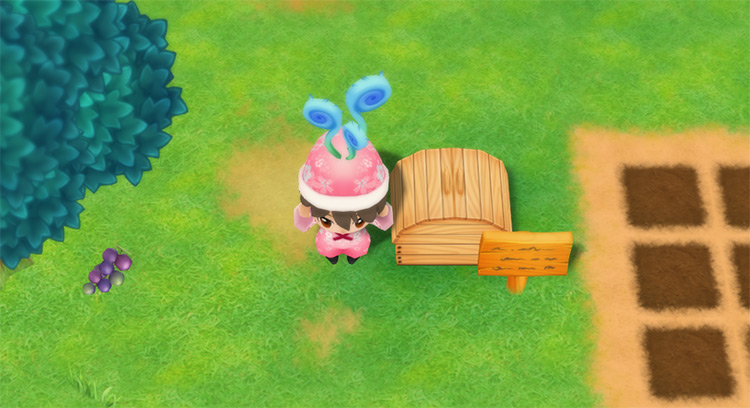 The farmer drops Blue Grass into the Shipping Bin.