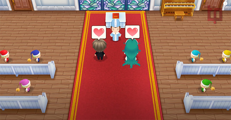 The farmer marries Harvest Goddess at the Church.