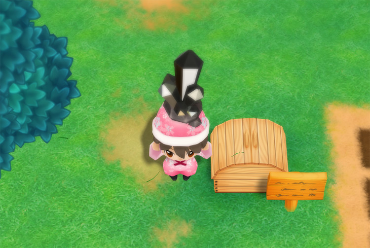 The farmer drops Orichalcum into the Shipping Bin.