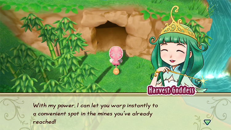 The Harvest Goddess grants access to the Mine Elevator / SoS: FoMT