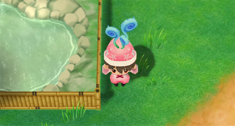 The farmer forages Blue Grass near the Hot Spring in the Summer.