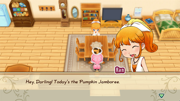 The farmer celebrates the Pumpkin Jamboree festival with Ran.