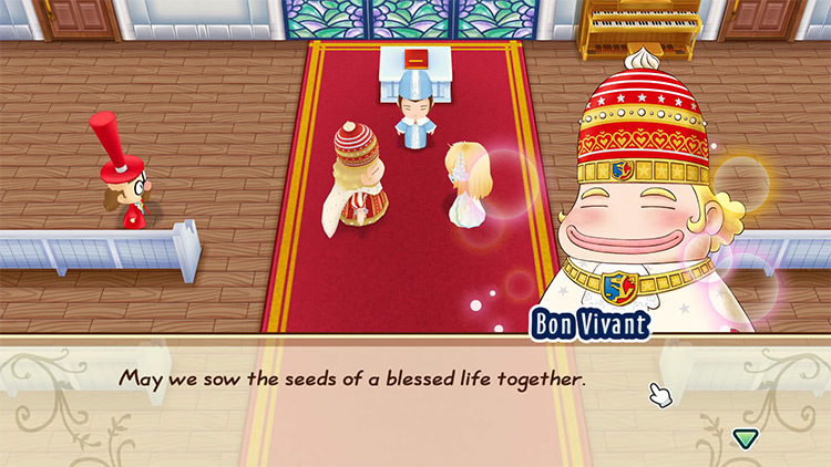 The player marries Bon Vivant in the chapel.