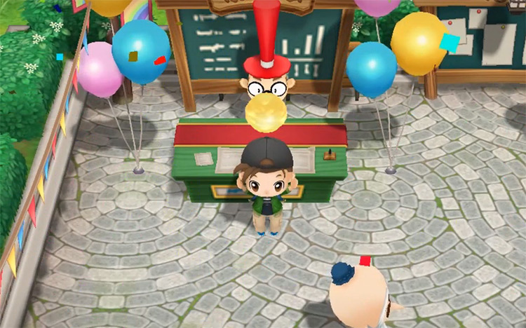 The farmer buys a Truth Jewel from Mayor Thomas at the Derby.