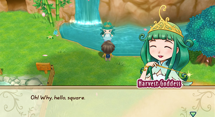 The Harvest Goddess appears to the farmer.