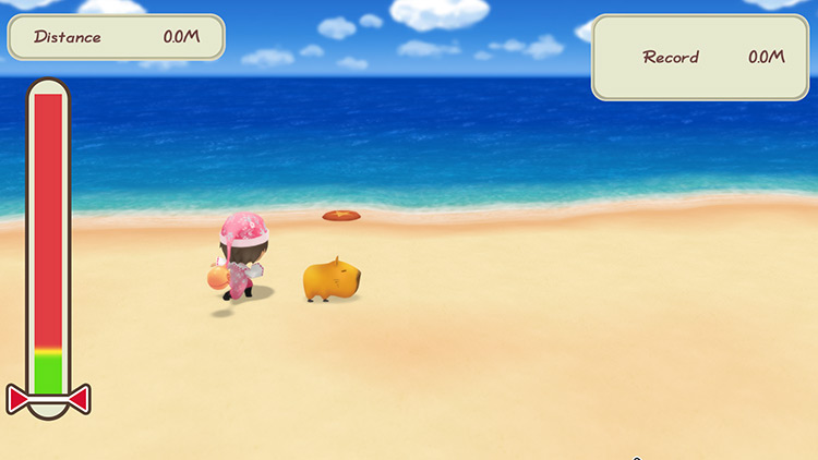 The farmer plays Frisbee with a Capybara