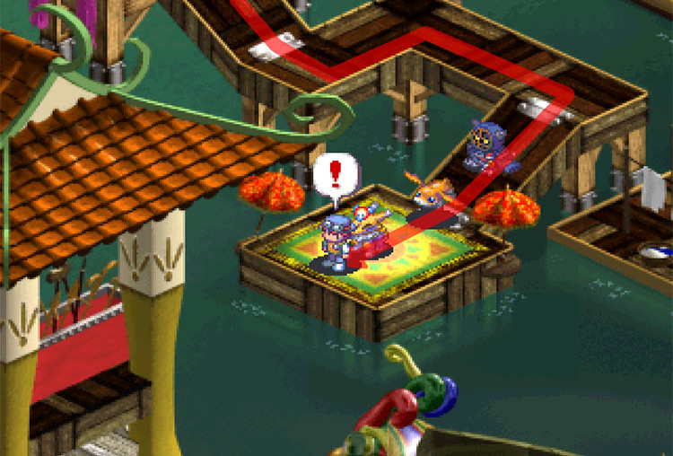 Calling Submarimon in Suzaku City. / Digimon World 3