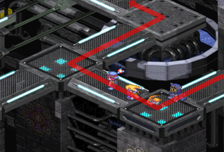 Exiting the Control Room, then turning up at the intersection. / Digimon World 3