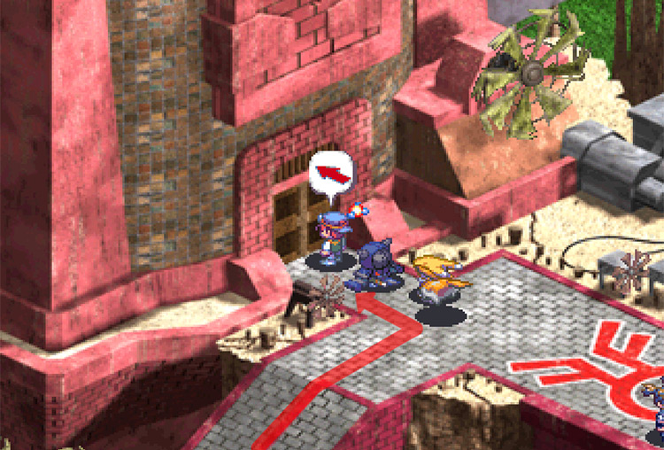 Turning left at the second ramp to enter Seiryu Tower. / Digimon World 3