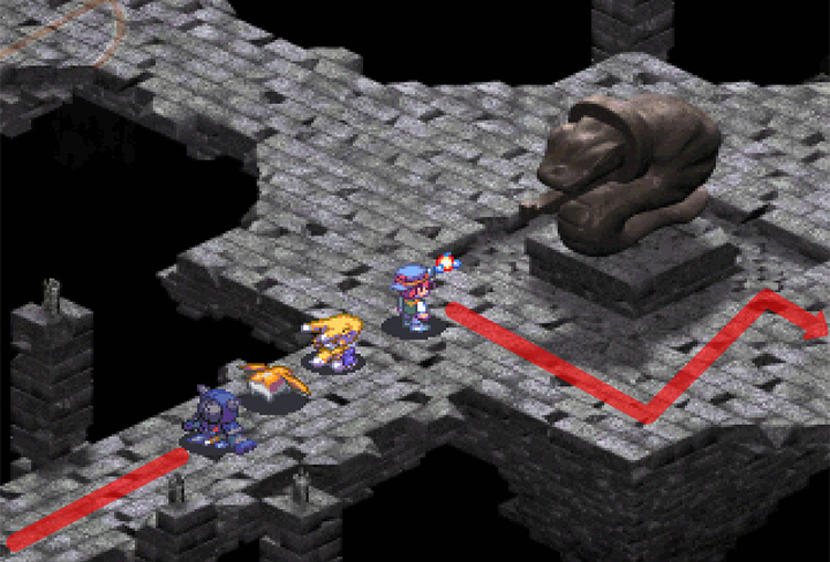 Walking forward from the entrance and turning right at the crossroad. / Digimon World 3