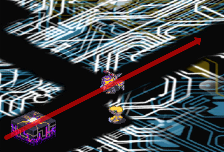 Heading north at the intersection, past the Agumon. / Digimon World 3