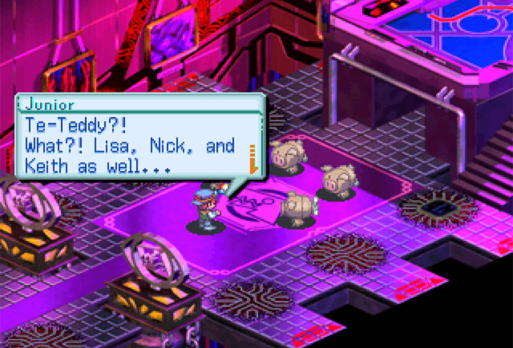 Lisa, Keith, Nick, and Teddy turned into Oinkmon. / Digimon World 3