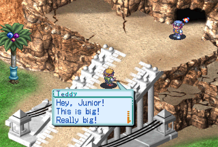 Talking to Teddy outside of Seiryu City. / Digimon World 3