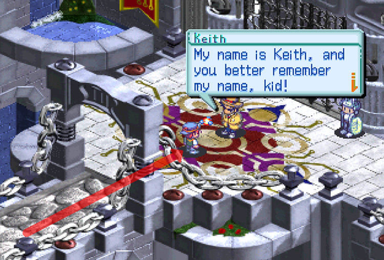 Talking to Keith at Asuka Bridge. / Digimon World 3