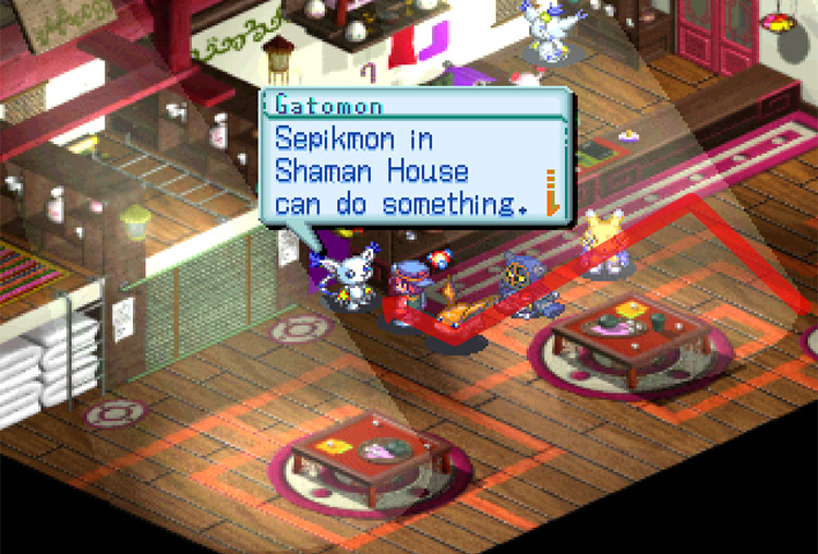 Talking to the Gatomon near the counter. / Digimon World 3