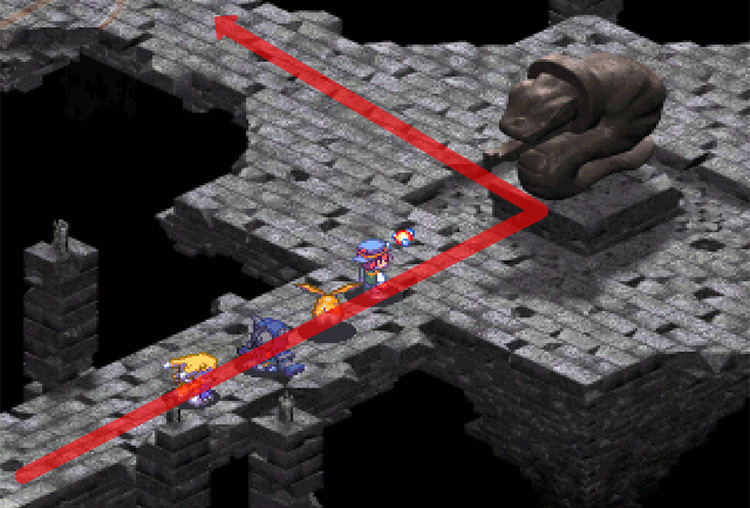 Taking the path left of the entrance in the ruins. / Digimon World 3