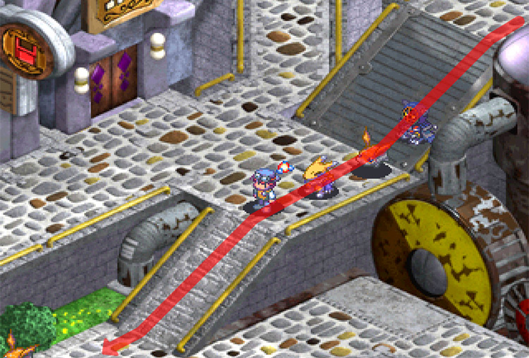 Heading down the two ramps in Asuka City. / Digimon World 3