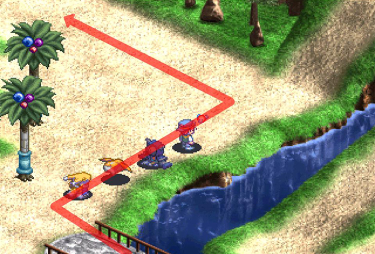 Crossing the bridge and heading west past the slope. / Digimon World 3